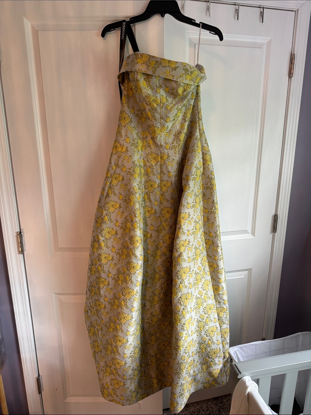 Simkhai Elegant Yellow Floral Brocade Maxi Skirt
